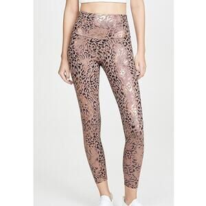 Venor Women's Leopard Print High Waisted Active Metallic Leggings Size XS Brown